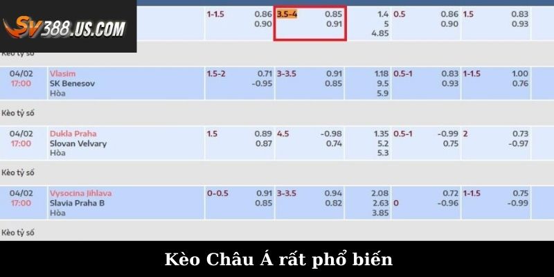 Kèo Châu Á rất phổ biến